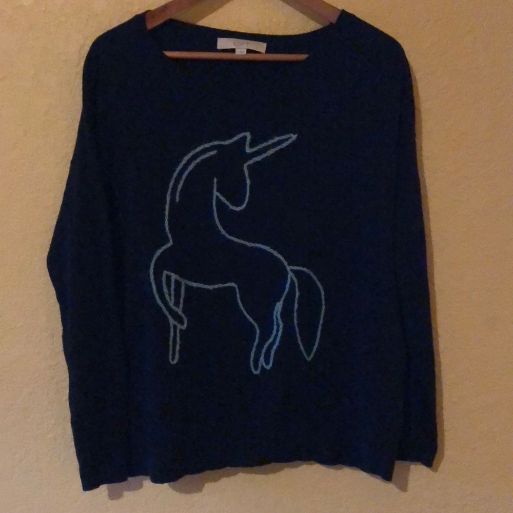 Loft women’s unicorn sweater size medium blue